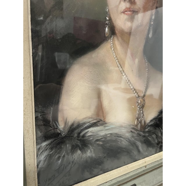 Yves Diey, Woman with Bare Shoulders, Bust Portrait, 1920s, Watercolor For Sale - Image 3 of 16