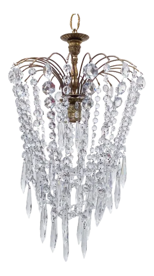 1960s Parachute Chandelier With Graduated Chain Crystals