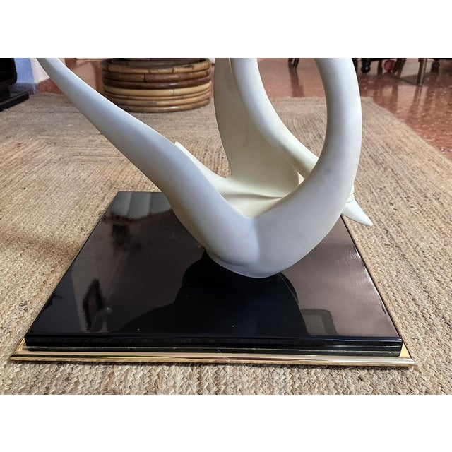 Mid-Century Modern Vintage Sculptural Table with Swan Base from Maison Jansen, 1970 Original Signed Piece j.b.m. Stamp and Jofral Hardware Impeccable by Maison Jansen For Sale - Image 3 of 10