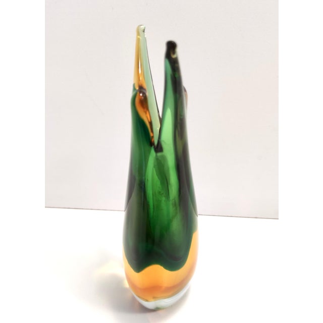 Vintage Green and Orange Sommerso Murano Glass Vase from Flavio Poli, Italy, 1950s For Sale - Image 6 of 10