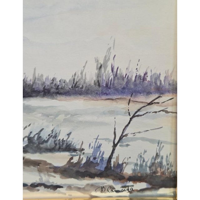 1980s Beniamino Camarda “La Nevicata” - "The Snowfall "Original Italian Watercolor For Sale - Image 5 of 7