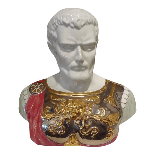 1940's Vintage Italian Glazed Ceramic Bust by Santa Maria For Sale