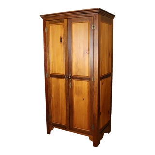 1980s Vintage Pine Armoire Wardrobe For Sale