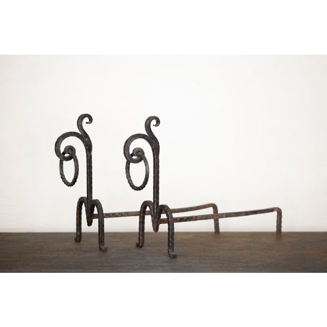 Black Italian Brutalist Hand-Forged Fireside Andirons, 1970s, Set of 2 For Sale - Image 8 of 14
