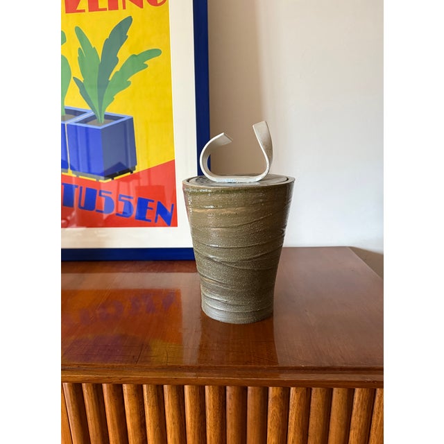 Mid-Century Modern Mid-Century Modern Style Dark Green Artistic Ceramic Vase, Gabriele Bucci Italy Ca. 2000s For Sale - Image 3 of 11