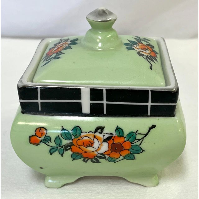Early 1900's Hand Painted Porcelain Box Made in Japan For Sale In West Palm - Image 6 of 11