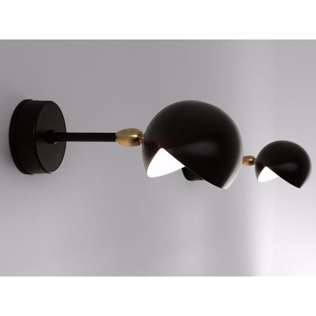 Mid-Century Modern Black Eye Sconce Wall Lamp Set by Serge Mouille, Set of 2 For Sale - Image 3 of 8