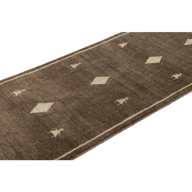 Rug & Kilim Vintage Gabbeh Persian Runner Rug in Brown With Diamond Medallions - Rug & Kilim For Sale - Image 4 of 7