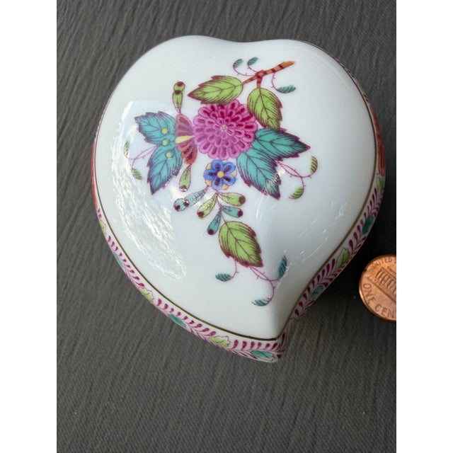 Vintage Herend Porcelain Heart Trinket Box For Sale - Image 13 of 17