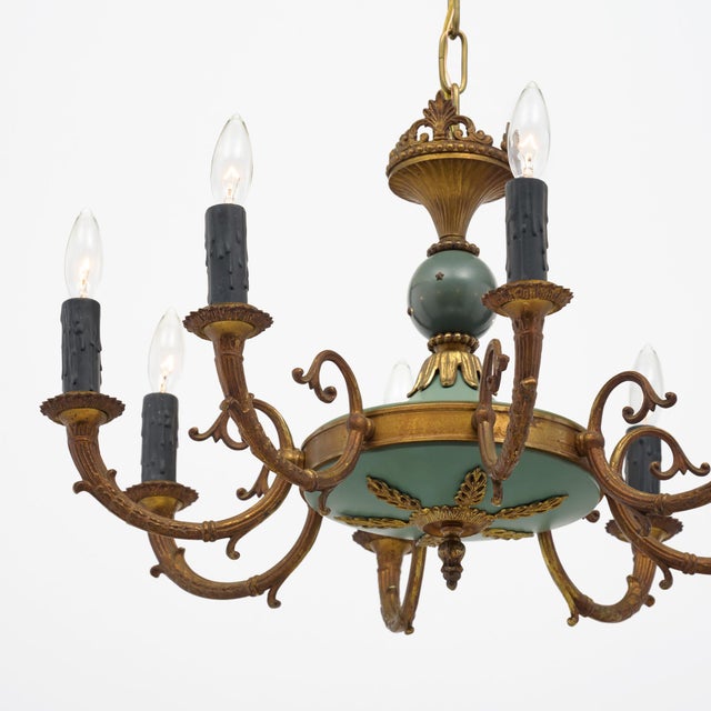 Bronze French Empire, Bronze Chandelier, Circa 1920 For Sale - Image 8 of 9
