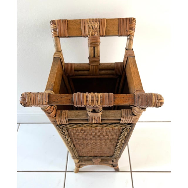 Woven Rattan Bamboo Umbrella Stand Chairish