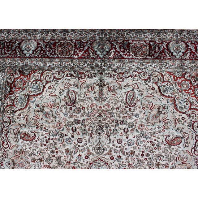Silk Vintage Isfahan Design Medallion Rug With Intricate Floral Elements For Sale - Image 9 of 13