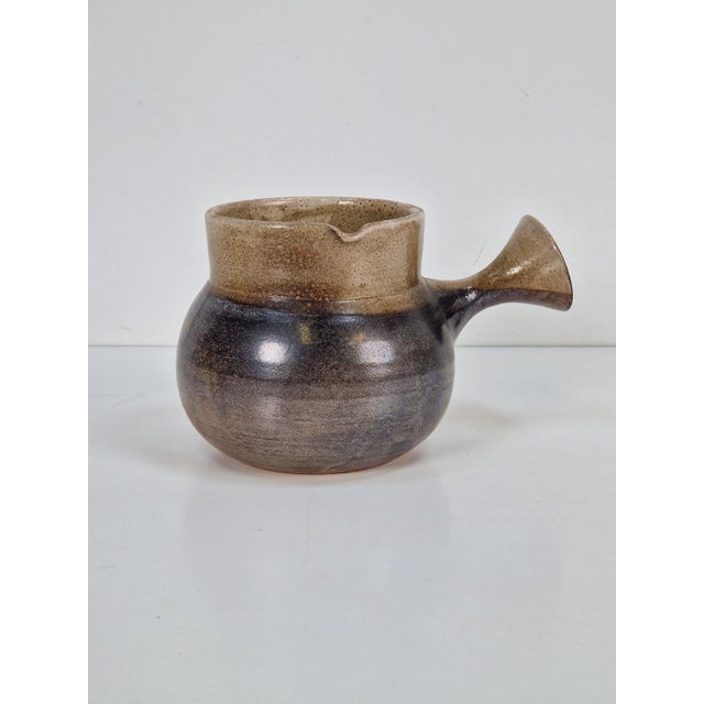 French vintage glazed sandstone jug from atelier "les cycladen", anduze '70 an exceptional sandstone jug from the 1970s...