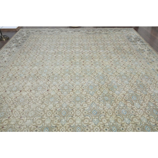 1970s Vintage Persian Handmade Wool Cotton Green Area Rug For Sale In San Francisco - Image 6 of 11