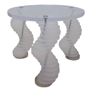 Mid-Century Sculptural Lucite Side Table With Spiral Lucite Legs, 1970s