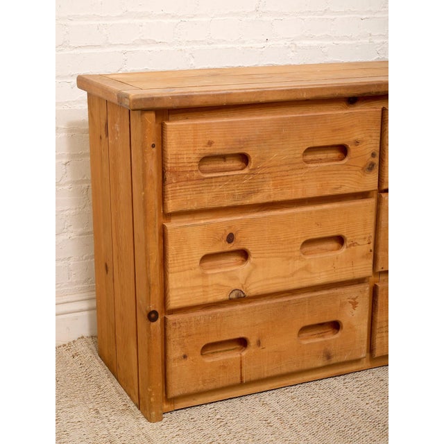 Wood Mid 20th Century Pine Rustic Primitive Six Drawer Dresser For Sale - Image 7 of 8