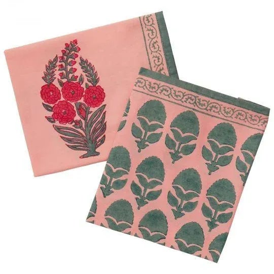 Indian Gulshan Coral Pink Napkins - a Pair For Sale - Image 3 of 9