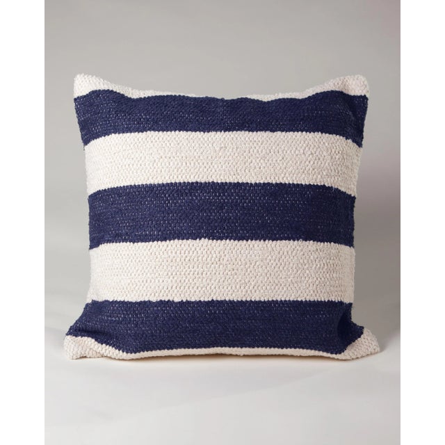 Contemporary Casa Cubista Handmade Navy Striped Cotton Pillow For Sale - Image 3 of 3