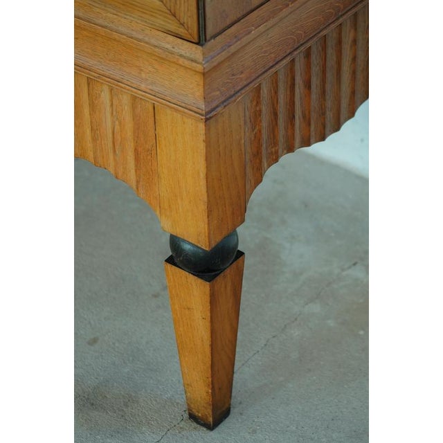 Early 20th Century Art Deco Danish Oak Cabinet with Hand-Carved Details, 1930s For Sale - Image 18 of 18