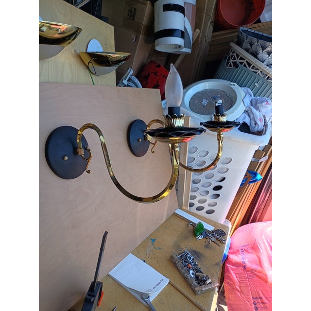 this is a pair of Italian sconces that were redesigned to enhance their visual appeal with authentic Mid Century hardware