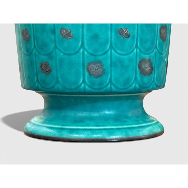 Ceramic Wilhelm Kage, Green Ceramic, Argenta Vase, Sweden, 1930s For Sale - Image 7 of 9