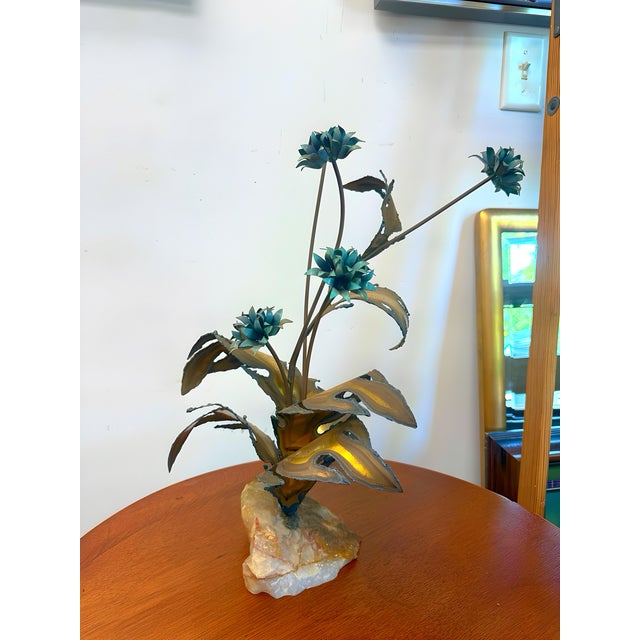 Circa 1970s Brutalist Torch Cut Flower Display on Quartz Rock For Sale In Charleston - Image 6 of 11