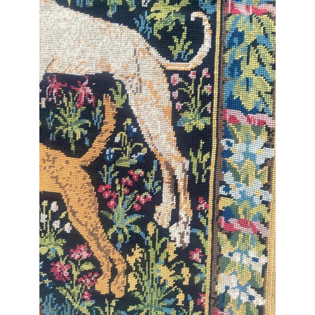 French Aubusson Style Needlepoint Tapestry with Medieval Design, 1970s For Sale - Image 12 of 18