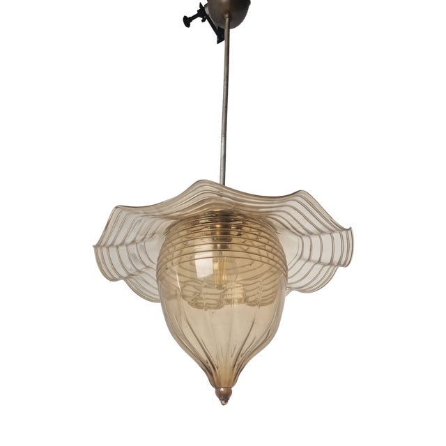 Honey Glass Chandelier by Vittorio Zecchin for Venini Murano, 1940s For Sale
