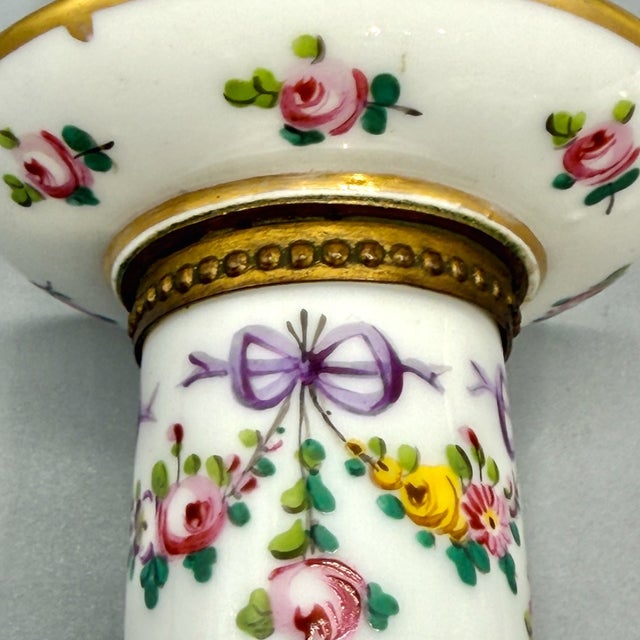 Louis XVI Revival Porcelain Candlesticks with Floral Garlands and Gilt Metal Mounts in the style of Sèvres, 1890s, Set of 2 For Sale - Image 13 of 18