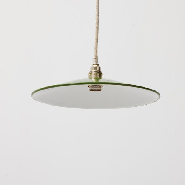 Gold Antique French Hanging Lamp in Green Lacquered Metal For Sale - Image 8 of 13