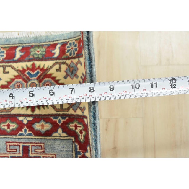 Kazak Rug 8'5'' X 9'7'' Blue Wool Tribal Hand-Knotted Oriental Carpet For Sale - Image 11 of 12