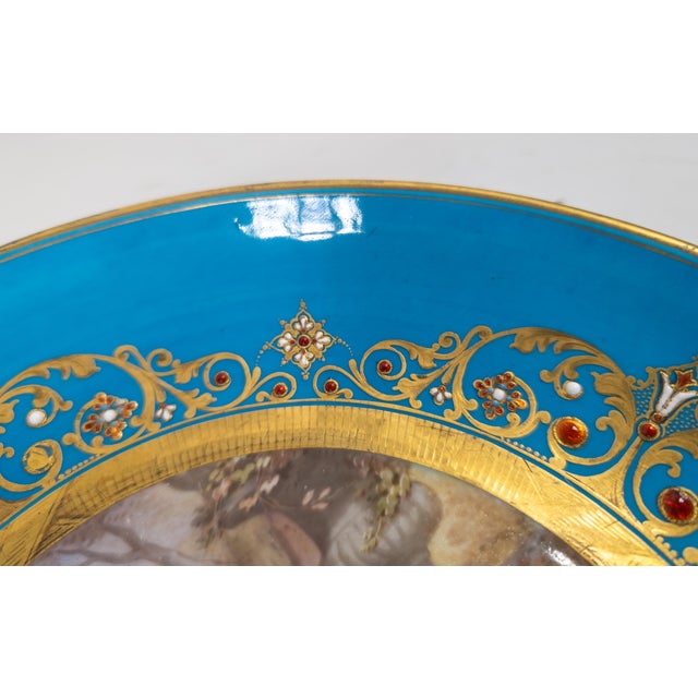 18th Century French Sevres Vincennes Bleu Celeste Plate With Courting Scene For Sale - Image 10 of 18