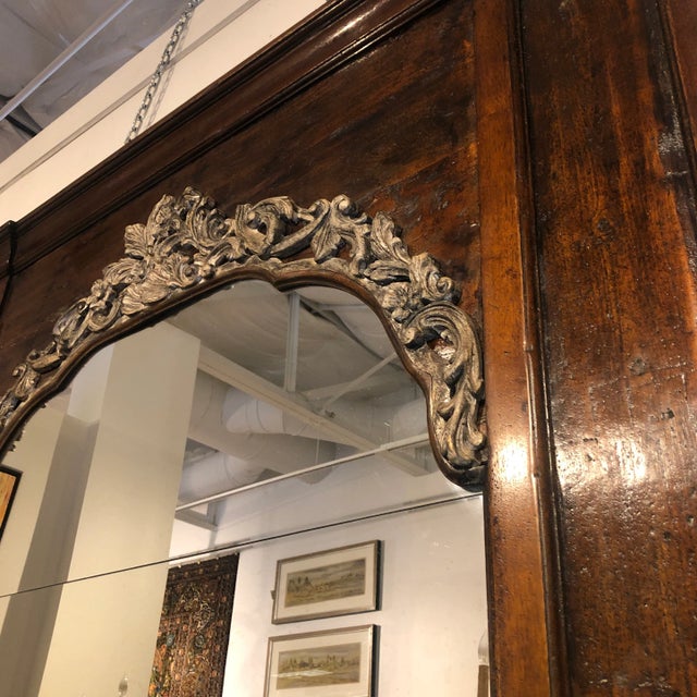 Wood 1990s Hand Carved Poplar and Walnut Italian Mirror For Sale - Image 7 of 13