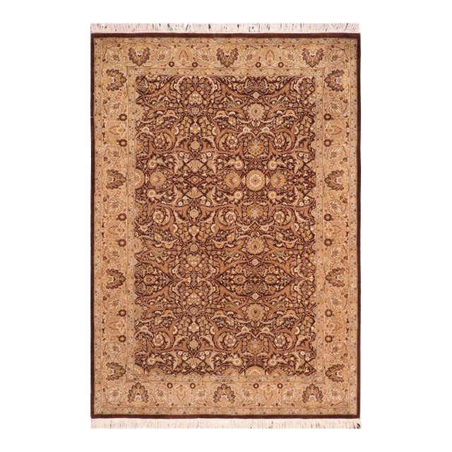 Boho Chic 1990's Pak-Persian Brown/Beige Wool Rug - 6'2'' X 9'3'' For Sale