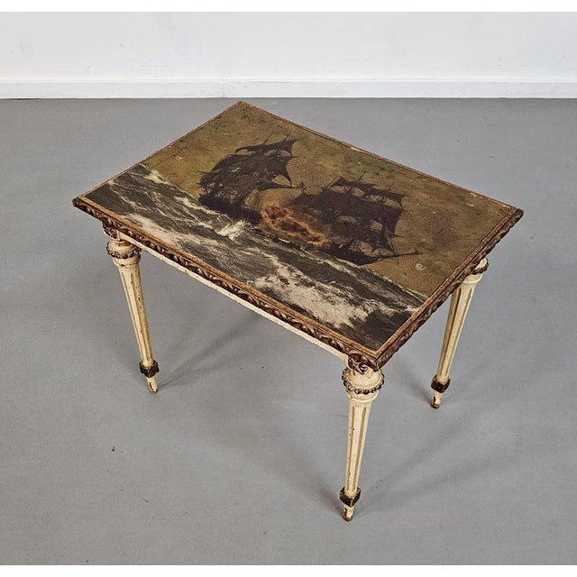 Neoclassical Painted Nesting Tables with Gold Leaf Tops, Set of 2 For Sale - Image 6 of 18