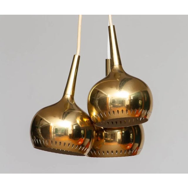 Swedish Perforated Window Pendants in Brass by Hans Agne Jakobsson, 1960s, Set of 3 For Sale - Image 4 of 7