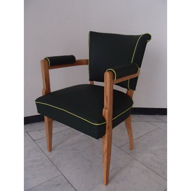 Desk Chair with Green Leather Seat and Light Piping, 1930s For Sale - Image 9 of 12
