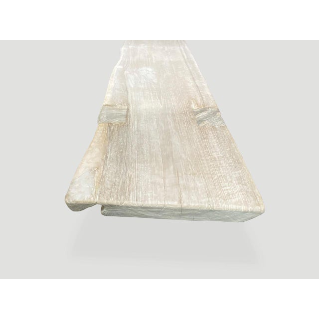 Andrianna Shamaris Bleached Teak Wood Long Bench For Sale - Image 14 of 18