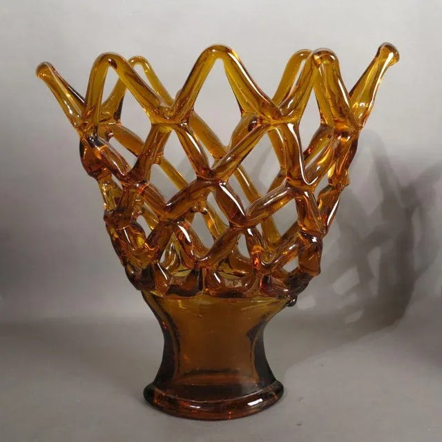 Large Italian Murano Glass Bowl with Grid Pattern from Made Murano Glass, 1950s For Sale - Image 15 of 15