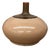 Round Blush Ceramic Vase with Brown Neck and Crackle Glaze For Sale