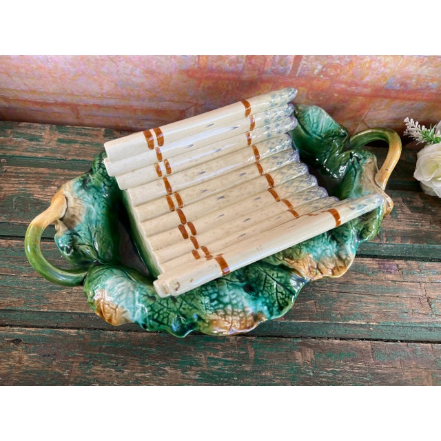 Antique Majolica Asparagus Serving Dish For Sale - Image 10 of 10