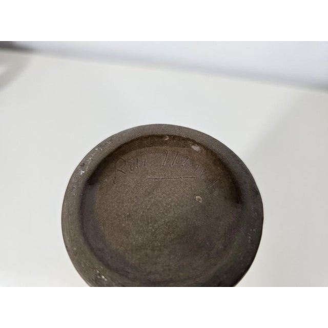 Brown Glazed Ceramic Scroll Vase by Jacques & Dani Ruelland, 1960s For Sale - Image 8 of 11