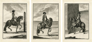 Gaspar Fróis Machado, Dressage and Piaffe, 1790, Engraving, Set of 3