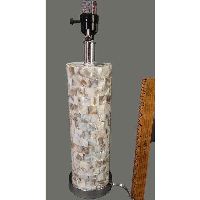 Late 20th Century Coastal Capiz Shell Column Table Lamp For Sale - Image 6 of 10