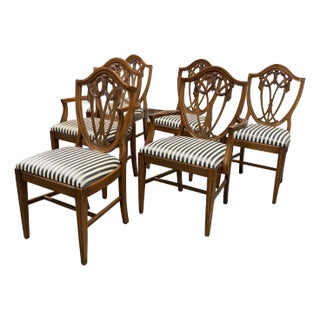 Vintage Duncan Phyfe Style Shield Back Dining Chairs, Set of Six For Sale