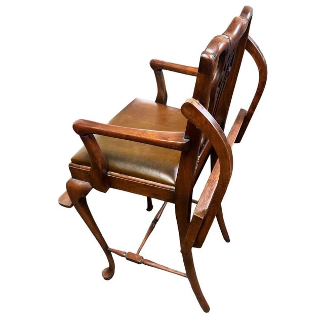 Madison Furniture ‘Downton Abbey’ Style Chippendale Solid Mahogany and Leather Baby High Chair Made by Madison Square Furniture For Sale - Image 4 of 6