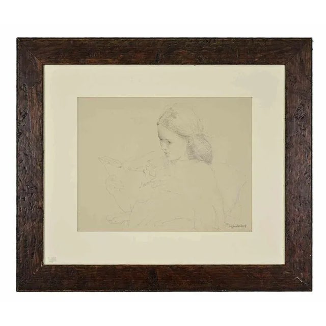 Sigfrido Oliva, Portrait of a Girl, Drawing on Paper, 1987 For Sale - Image 4 of 4