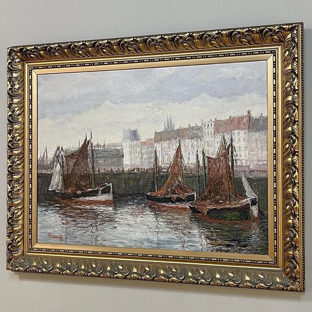 Antique Framed Oil Painting on Canvas by G. Hodeige Dated 1936 For Sale - Image 4 of 13