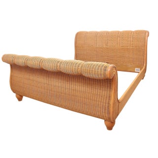King Sized Indonesian Wicker Sleigh Bedframe For Sale