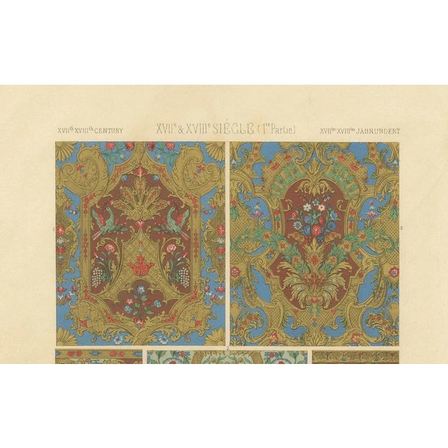 17th–18th century french decorative textile and wallpaper designs, plate lxxxvi this stunning chromolithograph, plate...